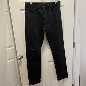 Uniqlo selvedge slim straight black jeans 32x34